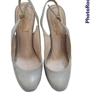 YVES SAINT LAURENT LEATHER GRAY PLATFORM HEEL SIZE 36 (6)